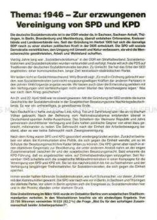 Flugblatt der Berliner SPD zur Vereinigung von SPD und KPD 1946