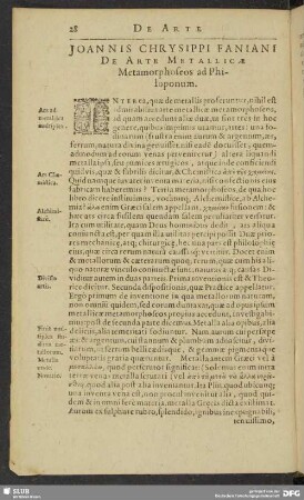 Joannis Chrysippi Faniani De Arte Metallicae Metamorphoseos ad Philoponum