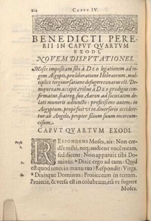 Benedicti Pererii In Capvt Qvartvm Exodi, Novem Dispvtationes.