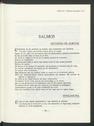 Salmos : Jactancia de quietud. [y] Singladura. [y] A Rafael Cansinos Assens.