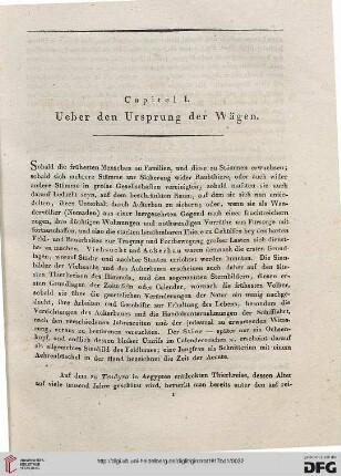 Capitel I: Ueber den Ursprung der Wägen