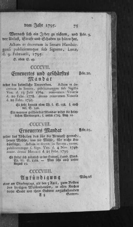 CCCCVII. Erneuertes und geschärftes Mandat wider das heimliche Anwerben.