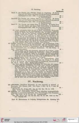 IV. Nachtrag (Nr. 459-488)