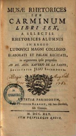 Musae rhetorices seu carminum libri sex, 1