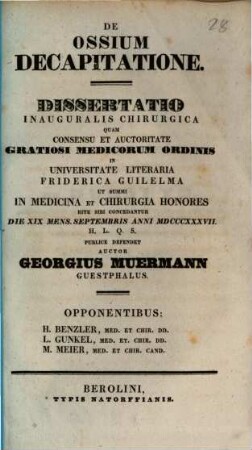 De ossium decapitatione : diss. inaug. chir.