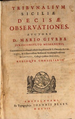 Tribunalium Siciliae decisae observationes