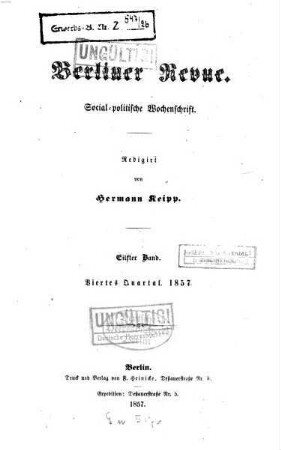 Berliner Revue : social-politische Wochenschrift. 1857,4, 1857,4 = Bd. 11