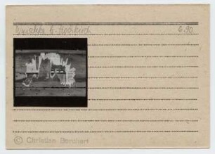 Christian Borchert (1942-2000). Karteikarte, beklebt mit einem Kontaktabzug, handschriftliche Notizen "Wuischke bei Hochkirche 6.90"