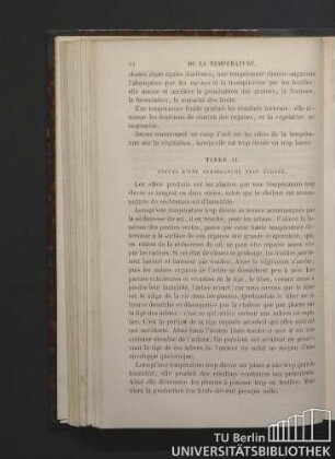 Titre II. Effets d'une température trop élevée.