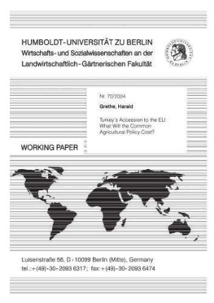 Turkey's accession to the EU : what will the Common Agricultural Policy cost?