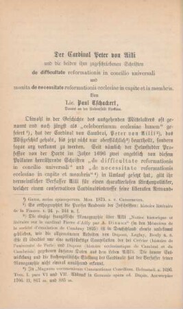 272-310 Der Cardinal Peter von Ailli und die beiden ihm zugeschriebenen Schriften "de difficultate reformationis in concilio universali" und "monita de necessitate reformationis ecclesiae in capite et in membris"