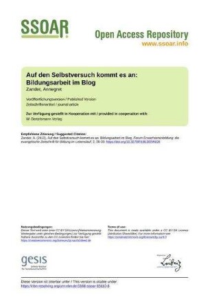 Auf den Selbstversuch kommt es an: Bildungsarbeit im Blog