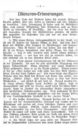 Liliencron-Erinnerungen.