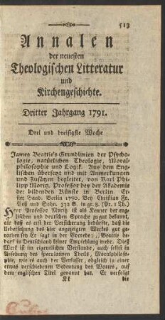 Drei und dreisigste Woche