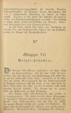 Gruppe VII. Metall-Industrie