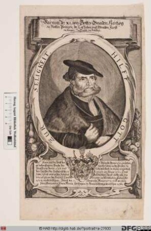Bildnis Barnim IX., Herzog von Pommern-Stettin (reg. 1523-73)