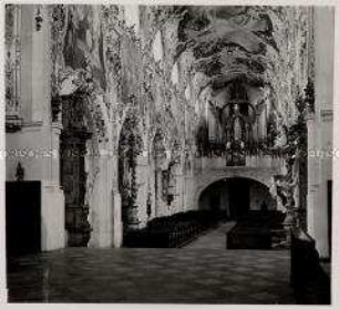Rottenbuch, Klosterstiftskirche Mariä Geburt, Blick vom Chor zur Orgel