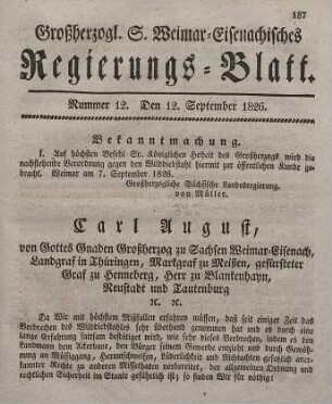 Nr. 12 : 12. September 1826