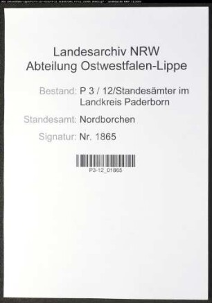 Sterberegister Standesamt Nordborchen