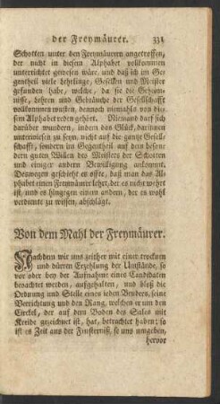 Von dem Mahl der Freymäurer