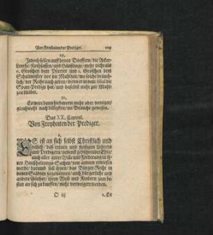 Das XX. Capitul. Von Freyheiten der Prediger.