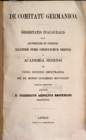 De comitatu germanico : [dissertatio inauguralis]