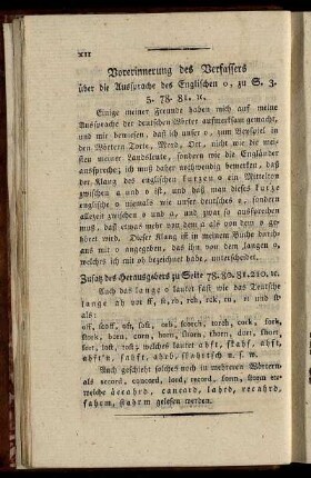 Vorerinnerung des Verfassers - Zusatz des Herausgebers
