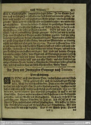 Am Zwey und Zwanzigsten Sonntag nach Trinitatis