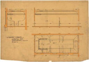 Billing, Hermann; Mannheim (Baden-Württemberg); Kunsthalle - Oberlichtsaal Hofseite (Grundriss, Längsschnitt, Querschnitt)