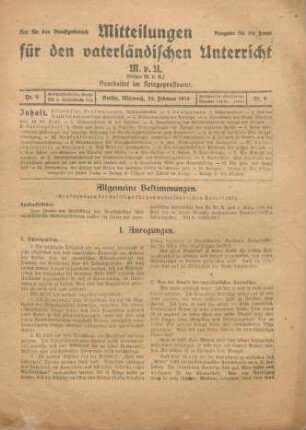 9.1918: Mitteilungen für den vaterländischen Unterricht