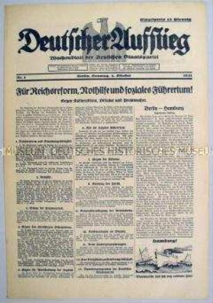 Wochenzeitung der Deutschen Staatspartei "Deutscher Aufstieg"