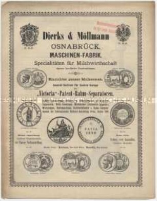 "Victoria"-Patent-Rahm-Separatoren und andere Milchverarbeitungsmaschinen und -geräte