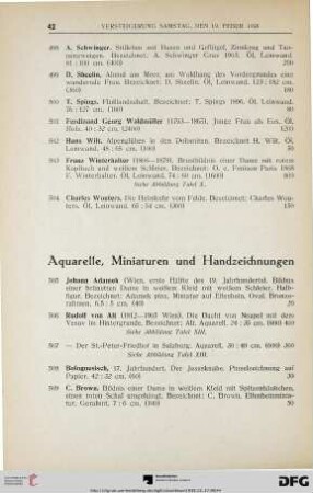 Aquarelle, Miniaturen und Handzeichnungen (Nr. 505-554)