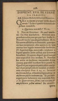 Disputat. XVII. De Verbis VII. Praecepti: