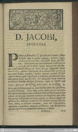 D. Jacobi, Apostoli
