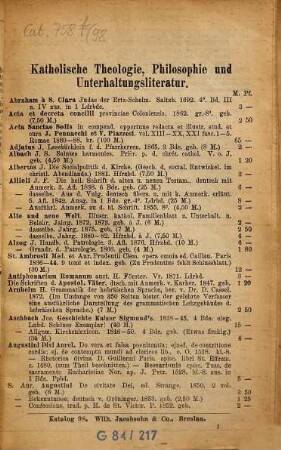 Antiquarischer Katalog. 98. 1890