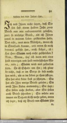 Lassahn den 6ten Julius 1751
