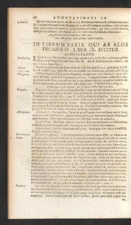 In Librum XXXIX. Qui Ab Aliis Decadis IV. Liber IX. Dicitur Annotationes.