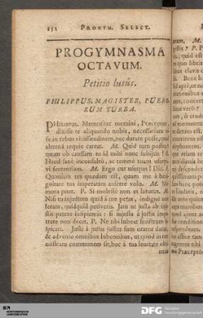 Progymnasma Octavum. Petitio lusûs.