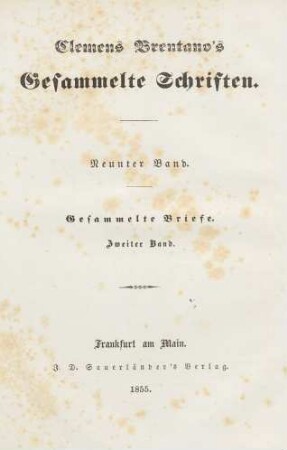 Bd. 9: Clemens Brentano's gesammelte Schriften