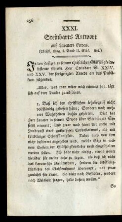 XXXI. Steinbarts Antwort ... - XXXIV. Wenn nur Christus verkündigt wird ...