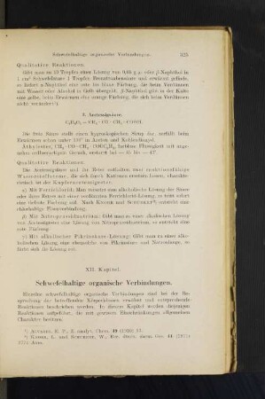 XII. Kapitel. Schwefelhaltige organische Verbindungen.