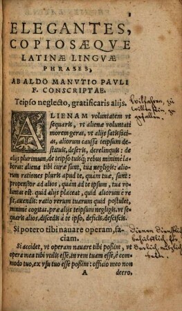 Purae, Elegantes, Et Copiosae Latinae linguae Phrases