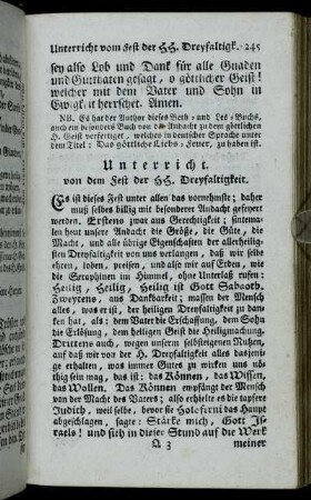 Unterricht von dem Fest der HH. Dreyfaltigkeit