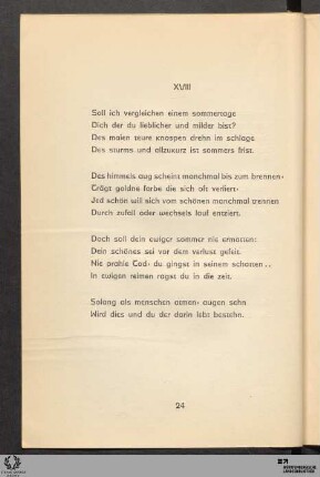 XVIII: Soll ich vergleichen einem sommertage