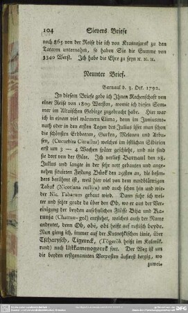 Neunter Brief. Barnaul d. 3. Oct. 1792.