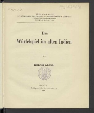 Das Würfelspiel im alten Indien