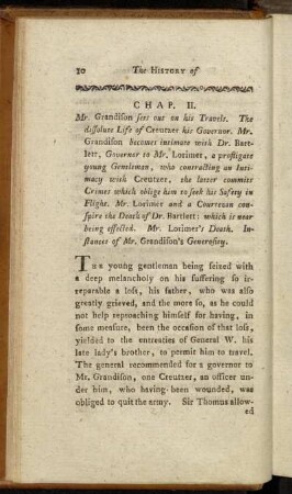 Chap. II. Mr. Grandison sets out on his Travels. [...]