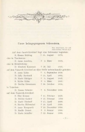 Unsre heimgegangenen Schwestern