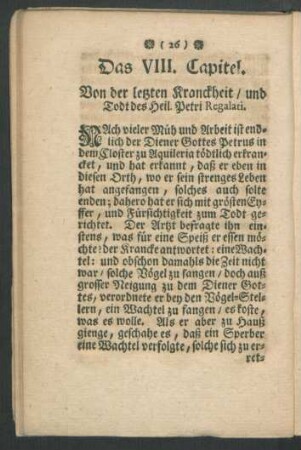 Das VIII. Capitel. Von der letzten Kranckheit / ...